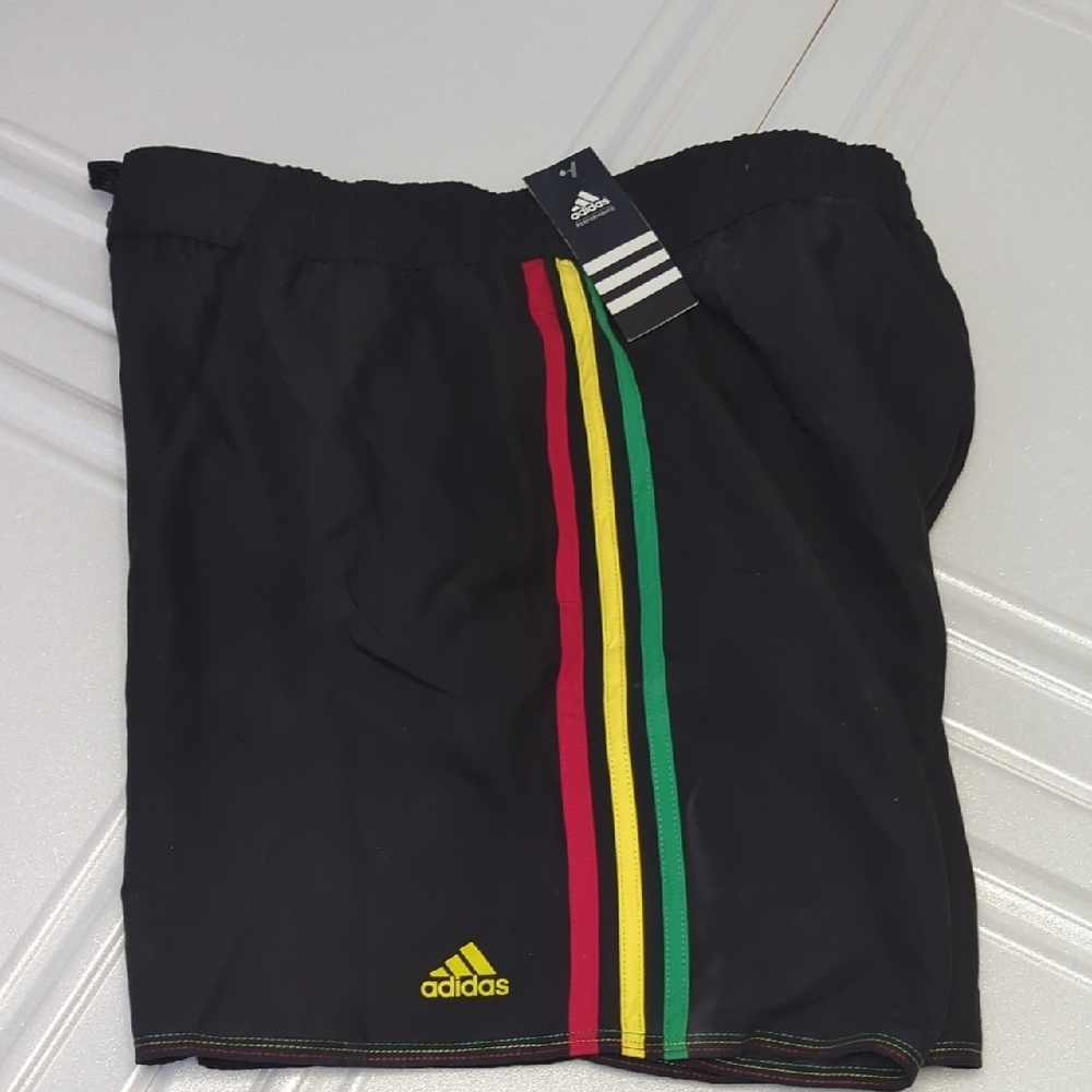 Adidas Black Shorts with Vibrant Stripes